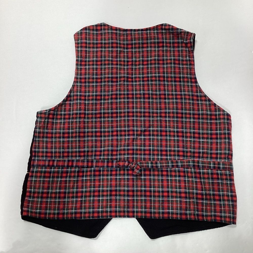 Casey & Max Crushed Velvet Plaid Embroidered Christmas Holiday Vest Large - Picture 6 of 9